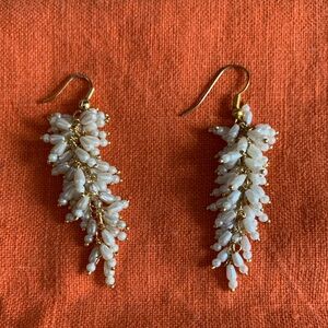 Dangle Earrings Costume Jewelry Tiny Pearls Cluster